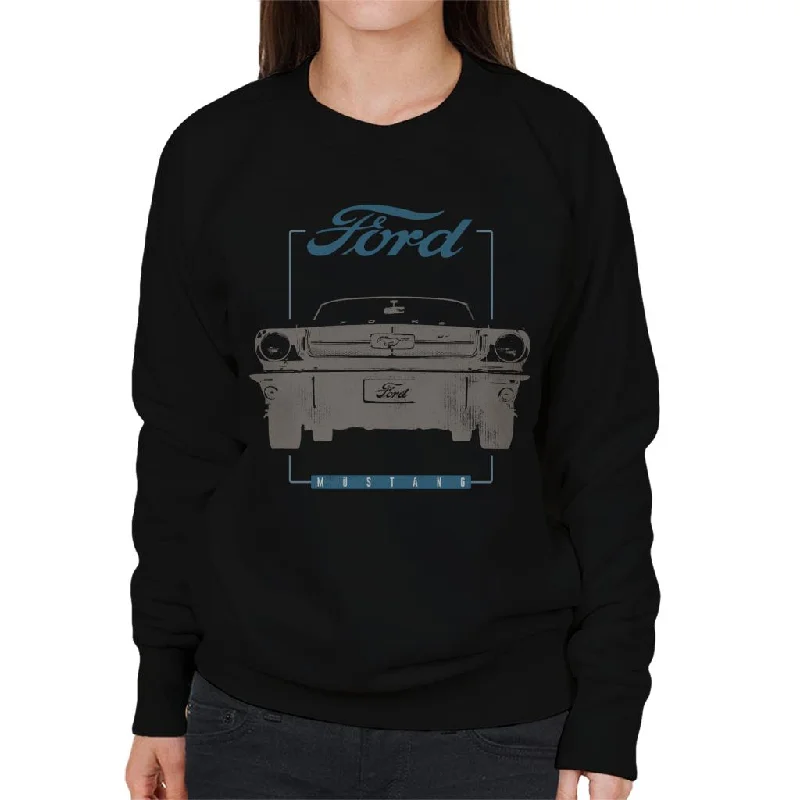 Ford Mustang Front View Women's Sweatshirt Hoodie with Hem Raw Edge Edgy Unfinished