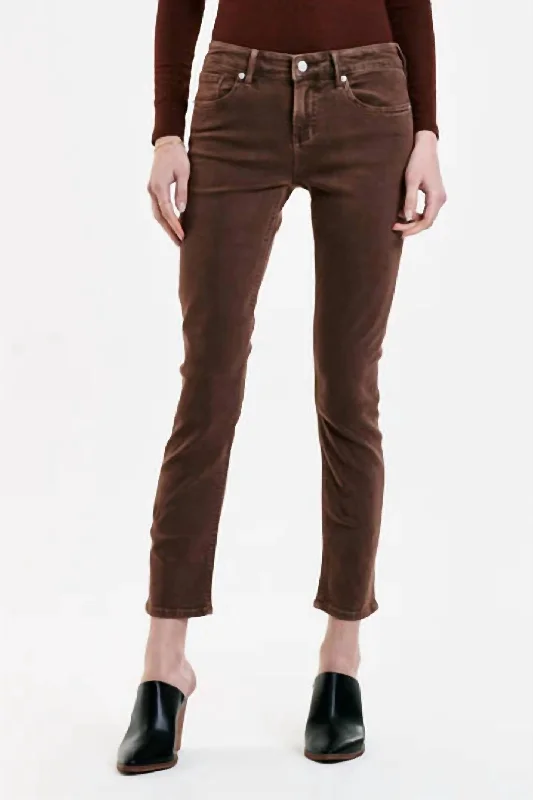 Blair Rootbeer Straight Ankle Jean In Brown Trendy Low-Rise Bootcut Jeans