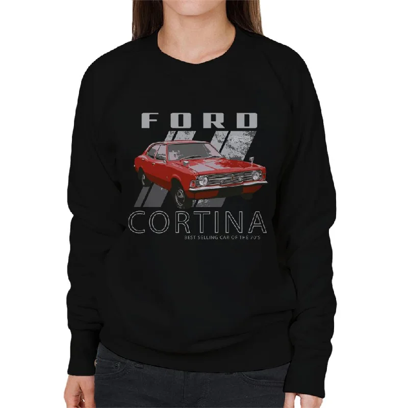 Ford Cortina Best Seller Of The 70s Women's Sweatshirt Hoodie with Front Slit Layering Stylish Ford Cortina Best Seller Of The 70s Women's Sweatshirt Hoodie with Front Slit Layering Stylish