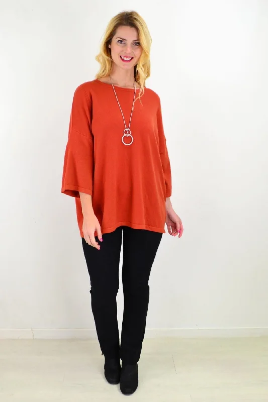 Rust Debs Double Sleeve Tunic Jumper Bright Pastel Dark