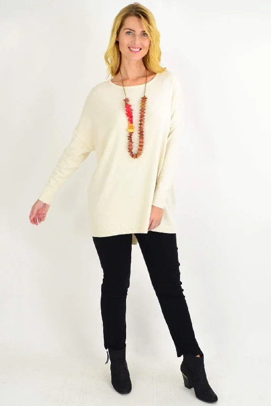 Cream Soft & Sweet Wool Blend Tunic Jumper Knit Fabric Woven Fabric Fleece Fabric