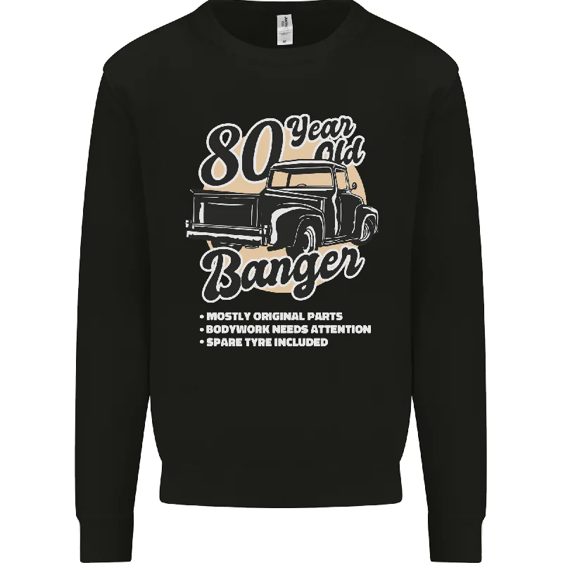 80 Year Old Banger Birthday 80th Year Old Mens Sweatshirt Jumper Hoodie with Elastic Cuffs Stretchable Comfortable 80 Year Old Banger Birthday 80th Year Old Mens Sweatshirt Jumper Hoodie with Elastic Cuffs Stretchable Comfortable