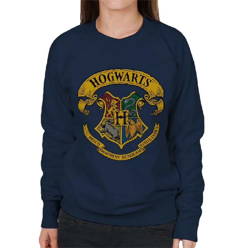 Harry Potter All Hogwarts Crest Women's Sweatshirt Hoodie with Tied Waist Feminine Flattering Harry Potter All Hogwarts Crest Women's Sweatshirt Hoodie with Tied Waist Feminine Flattering