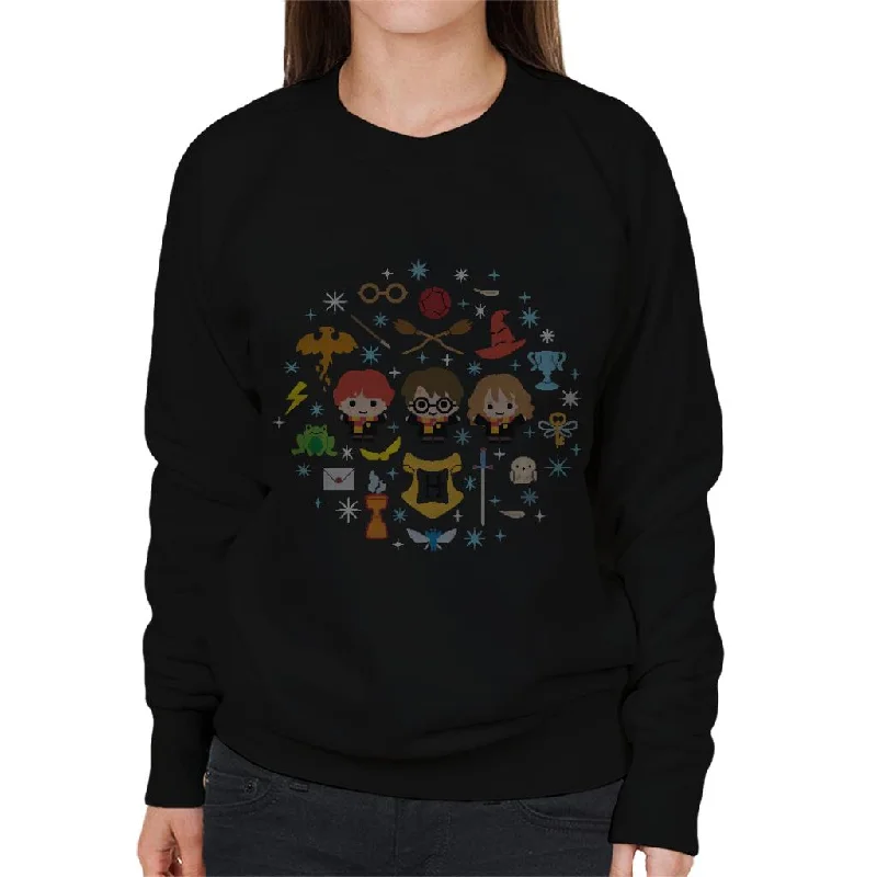 Harry Potter Christmas Characters Montage Women's Sweatshirt Hoodie with Hem Detail Decorative Unique Harry Potter Christmas Characters Montage Women's Sweatshirt Hoodie with Hem Detail Decorative Unique