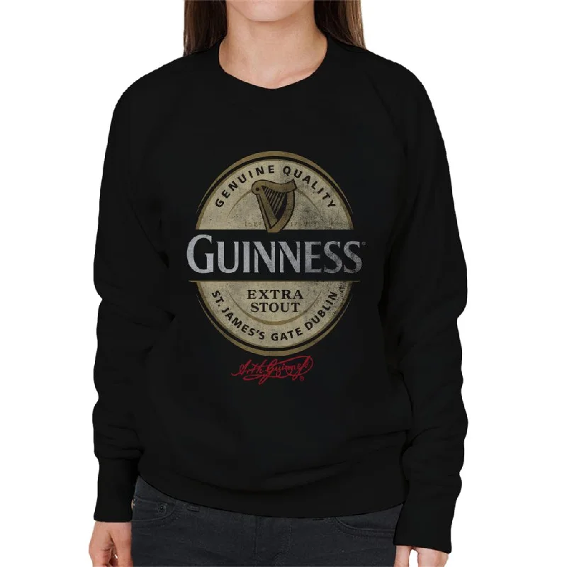 Guinness Stout Label Logo Women's Sweatshirt Hoodie with Front Slit Layering Stylish Guinness Stout Label Logo Women's Sweatshirt Hoodie with Front Slit Layering Stylish