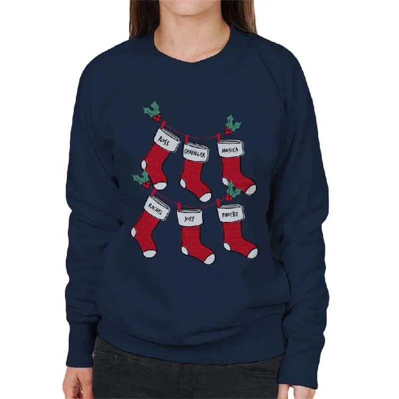 Friends Christmas Stockings Women's Sweatshirt Hoodie with Applique Textured Unique