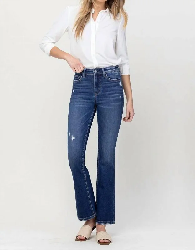 Benny High Rise Crop Flare Jean In Blue Chic Dark-Wash Skinny Jeans