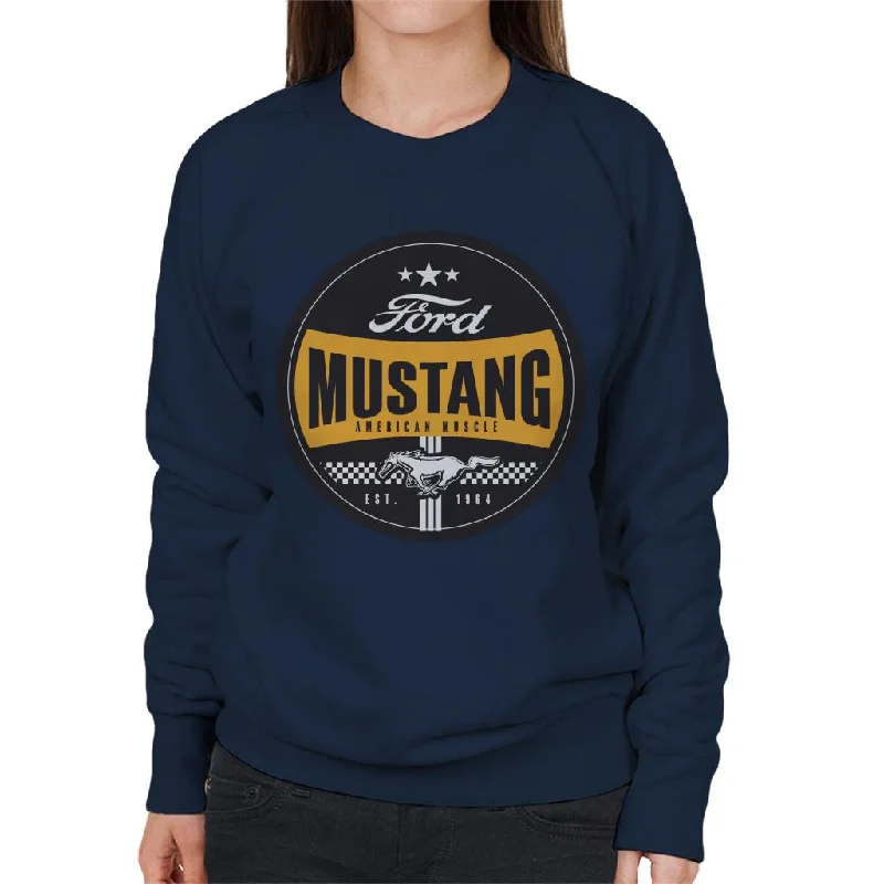 Ford Mustang American Muscle Est 1964 Icon Women's Sweatshirt Hoodie with Reflective Safety Nightwear Ford Mustang American Muscle Est 1964 Icon Women's Sweatshirt Hoodie with Reflective Safety Nightwear