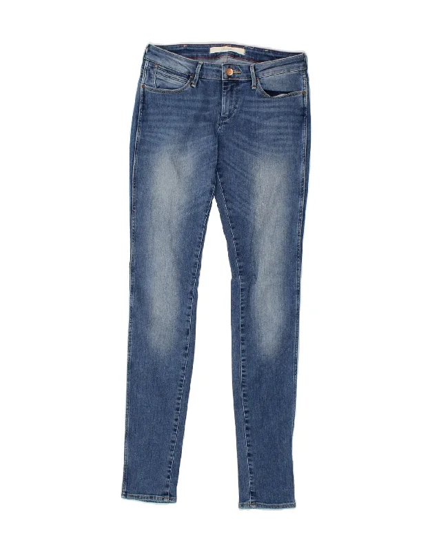 WRANGLER Womens Courtney Skinny Jeans W27 L34 Blue Cotton Chic Rip-Detail High-Waist Jeans