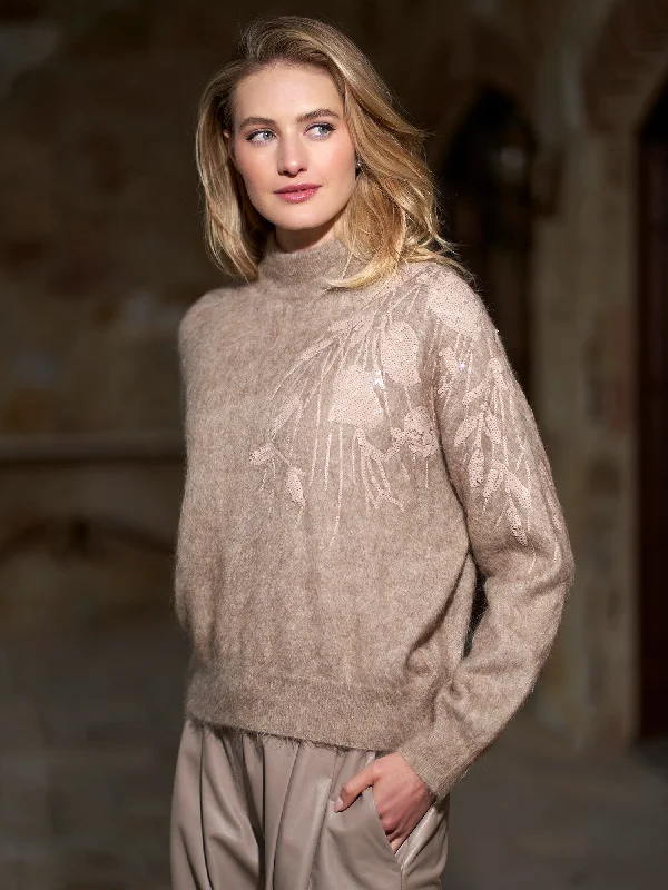 Embroidered Mohair Sweater Boxy Sweater Fitted Sweater A-Line