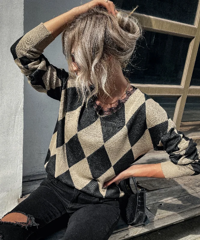 Womens Argyle Sweater Pullover Women's Knitted Winter Sweaters Female Jacquard Cashmere Sweater Beaded Sweater Sequined Faux Fur Womens Argyle Sweater Pullover Women's Knitted Winter Sweaters Female Jacquard Cashmere Sweater Beaded Sweater Sequined Faux Fur