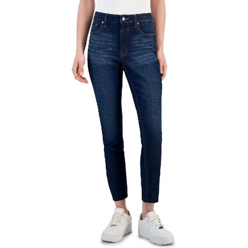 Juniors Womens Raw Hem High Rise Skinny Jeans Fashionable Relaxed Fit Denim