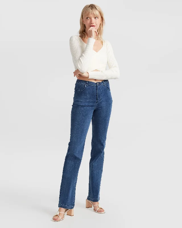 Impossible Highs Bootleg Jean Chic Faded Blue Jeans
