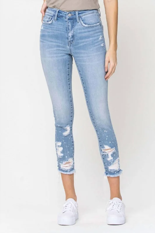 Women's Paint Splatter Crop Skinny Ankle Jean In Light Wash Comfortable Zip-Fly Denim Jeans Women's Paint Splatter Crop Skinny Ankle Jean In Light Wash Comfortable Zip-Fly Denim Jeans