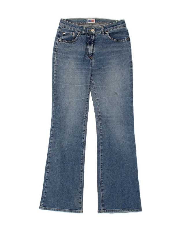 VINTAGE Womens Bootcut Jeans W26 L31 Blue Cotton Trendy Wide-Leg High-Waist Denim