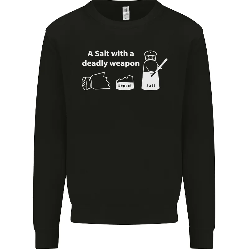 A Salt With a Deadly Weapon Funny Food Mens Sweatshirt Jumper Hoodie with Cropped Fit Short Trendy