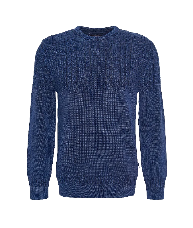 Ilderton Knitted Crew Neck Jumper - Blue Terry Terry Cloth Terry Knit