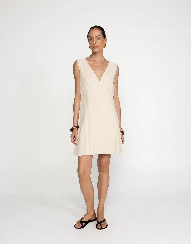 Chappell Mini Dress (Latte) Fashionable Mini Dress with Pockets