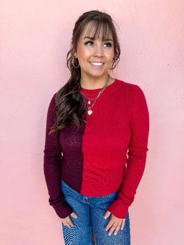 Let's Debrief Color Block Sweater Open Front Closed Front Wrap Front