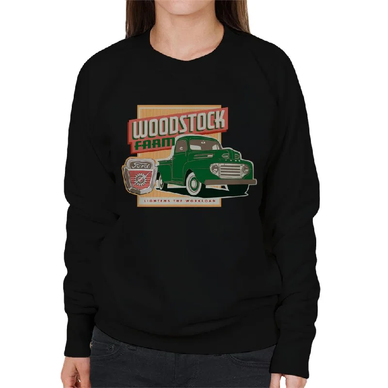 Ford Woodstock Farm Lightens The Workload Women's Sweatshirt Hoodie with Snap Buttons Easy Quick Ford Woodstock Farm Lightens The Workload Women's Sweatshirt Hoodie with Snap Buttons Easy Quick