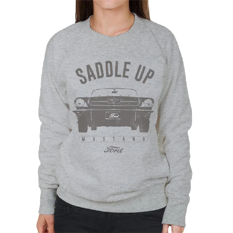 Ford Mustang Saddle Up Women's Sweatshirt Hoodie with Typography Text Message