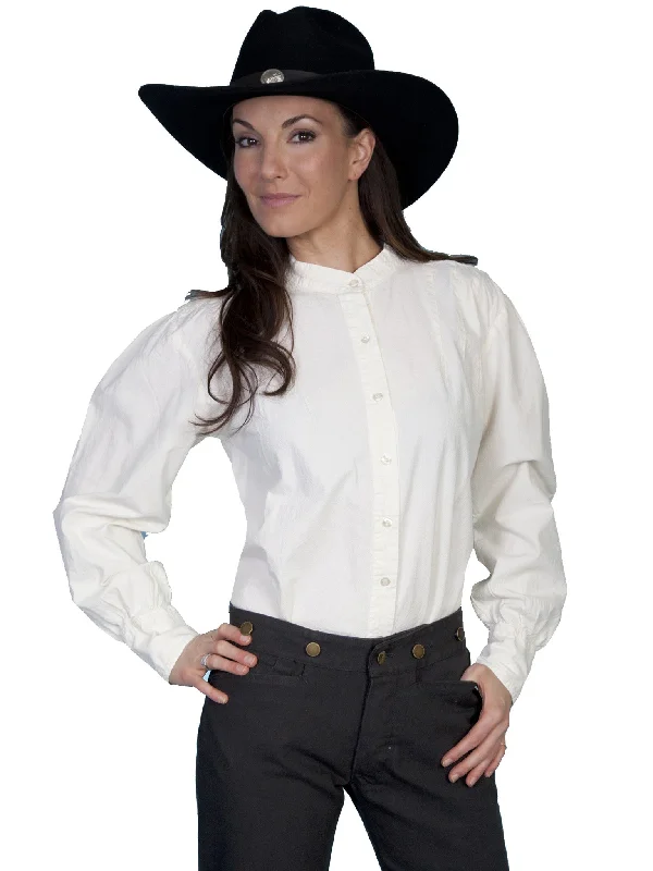 Women's Old West Top Collection: Rangewear Ranch Style Blouse Satin Bow Blouse