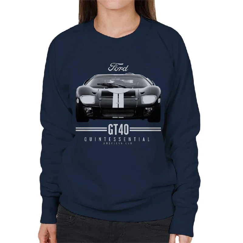 Ford GT 40 Quintessential American Car Women's Sweatshirt Hoodie with Batwing Sleeves Loose Dramatic Ford GT 40 Quintessential American Car Women's Sweatshirt Hoodie with Batwing Sleeves Loose Dramatic