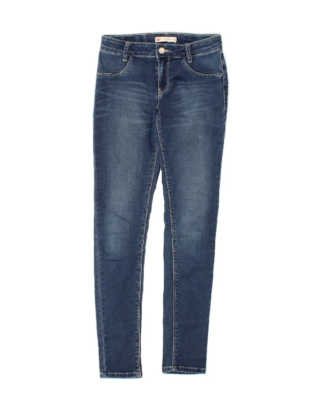 LEVI'S Womens 710 Super Skinny Jeans UK 12 Medium W28 L29 Blue Trendy Paperbag Waist Jeans