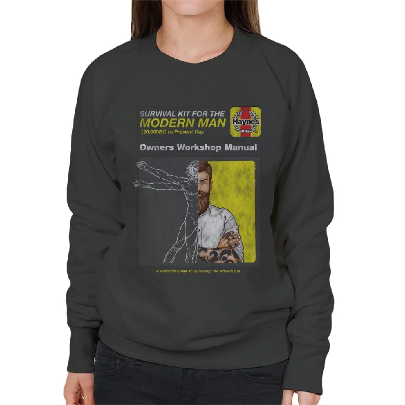 Haynes Modern Man Owners Workshop Manual Women's Sweatshirt Hoodie with Hem Raw Edge Edgy Unfinished