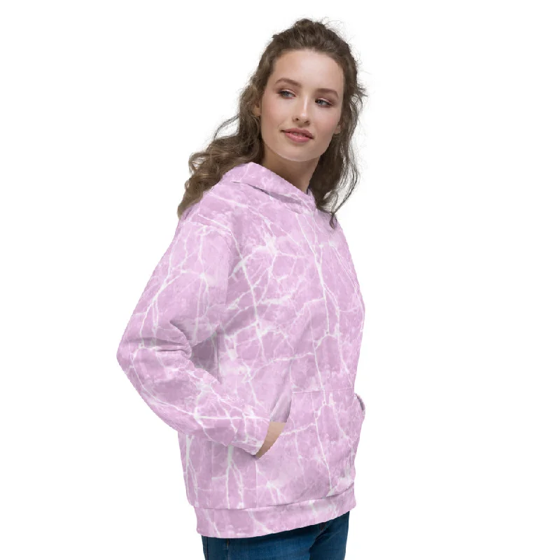 Pink Marble Unisex Hoodie Hoodie with Drawcord Adjustable Secure