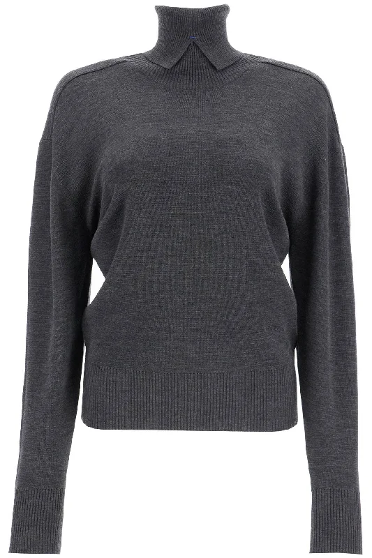 high-neck wool pullover sweater 8095113 MID GREY Tailored Straight A-Line