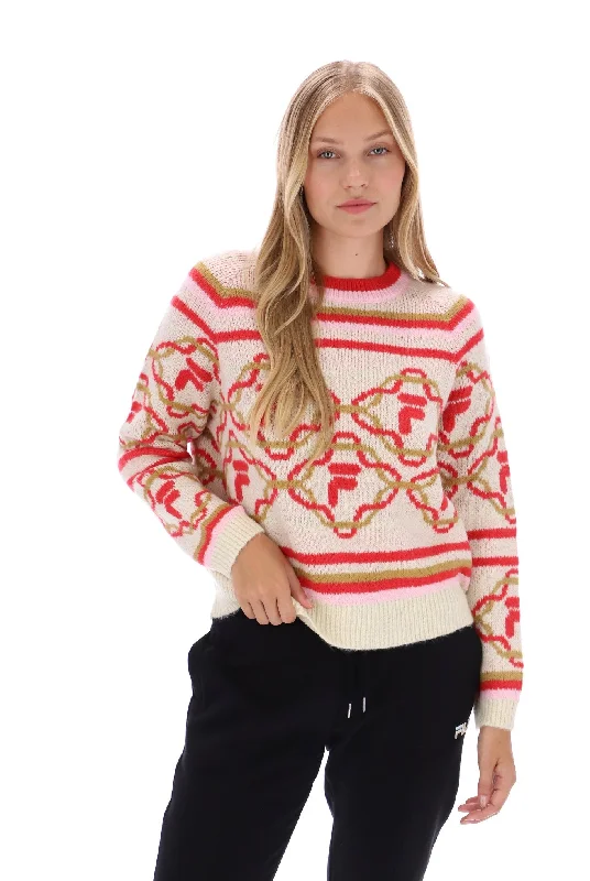 Deana Knitted Crew Neck Sweater Embroidered Appliqued Beaded