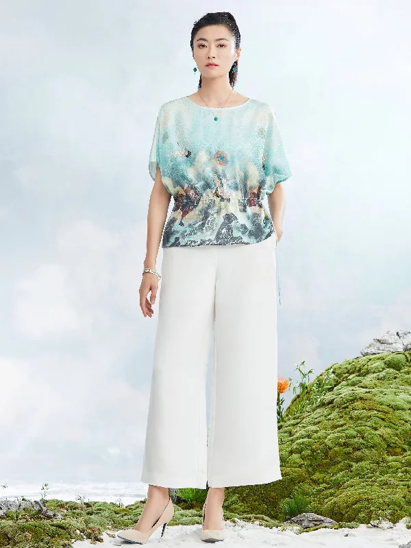 Print Blouse Loose Fit Blouse