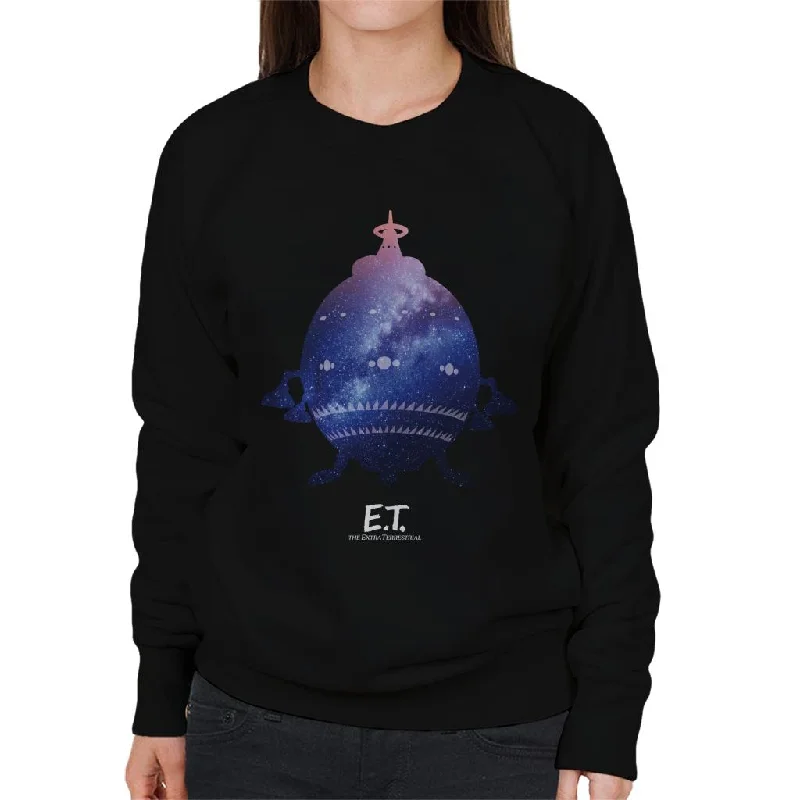 E.T. Spacecraft Galactic Silhouette Women's Sweatshirt Hoodie with Relaxed Fit Easy Casual