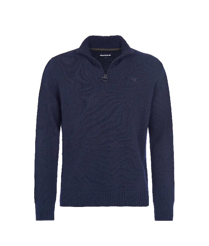 Essential L/Wool Half Zip Jumper - Navy Iron Safe Non-Iron Wrinkle Free