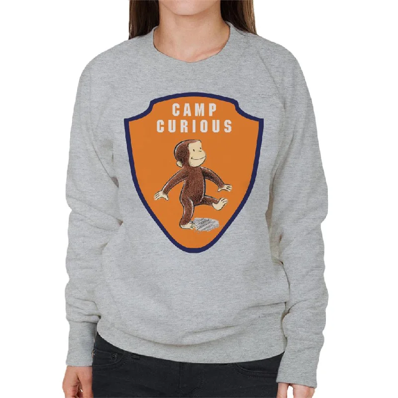 Curious George Camp Badge Women's Sweatshirt Hoodie with Set-In Sleeves Structured Classic Curious George Camp Badge Women's Sweatshirt Hoodie with Set-In Sleeves Structured Classic