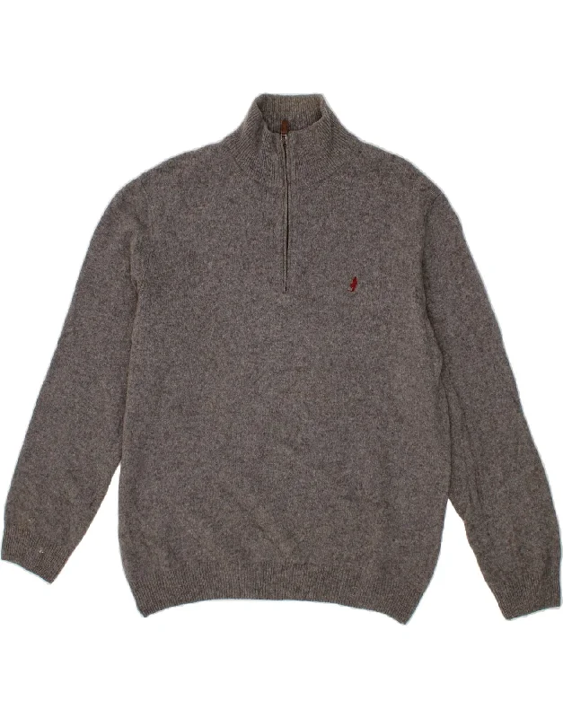 MARLBORO CLASSICS Mens Zip Neck Jumper Sweater 2XL Grey Wool Fleece Fabric Down Fabric Feather Fabric