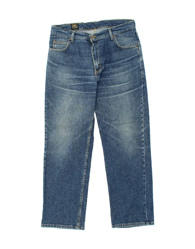 LEE Womens Straight Jeans W34 L30  Blue Cotton Stylish Relaxed Fit Skinny Jeans