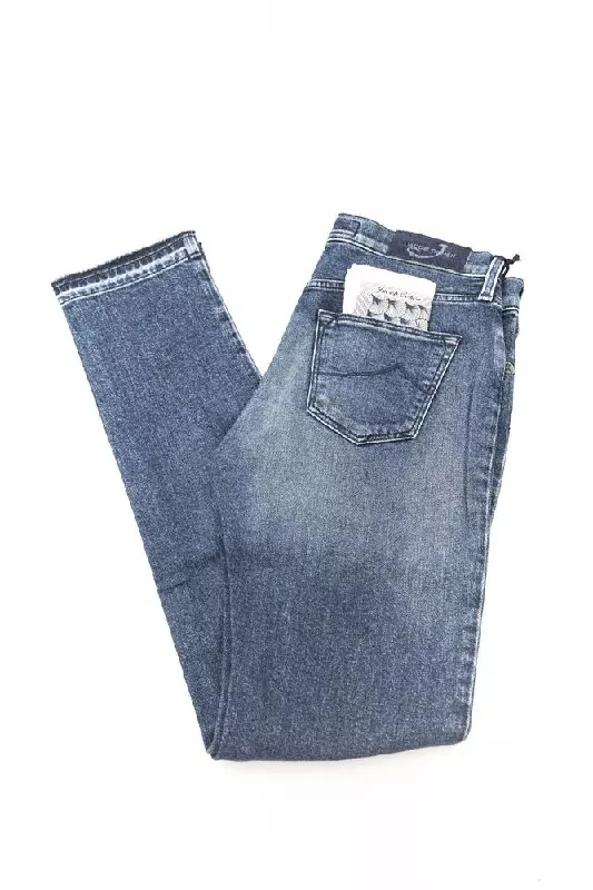 Jacob Cohen Elegant Slim-Fit Fringe Women's Jeans Classic Blue Denim Jeans
