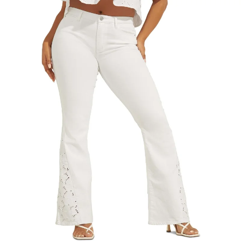 1981 Womens Floral High Rise Flare Jeans Casual Loose Fit Jeans