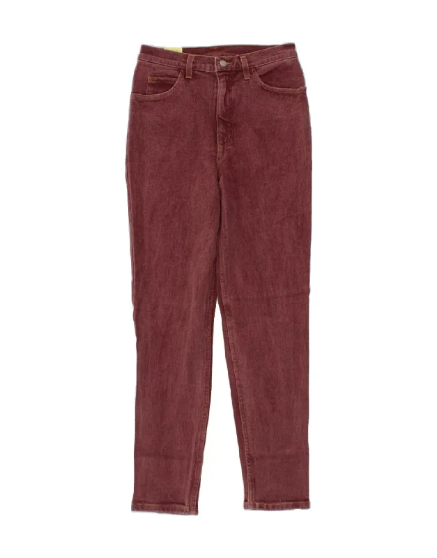 RIFLE Womens High Rise Skinny Jeans W30 L30  Burgundy Cotton Trendy Skinny Fit Jeans