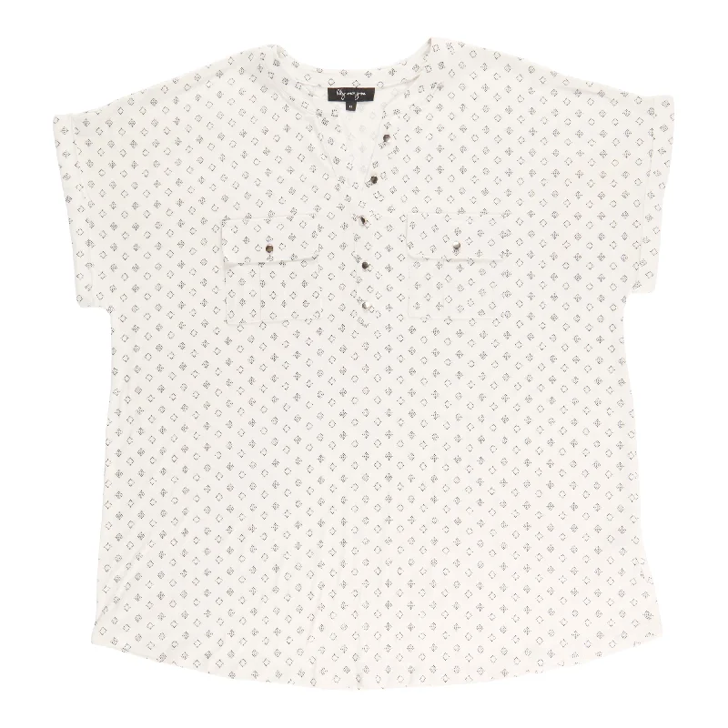lily morgan Women's Plus Printed V-Neck Blouse Everyday Stylish Blouse