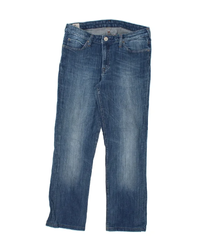LEE Womens Marlin Straight Jeans W33 L28 Blue Cotton Fashionable Button-Front Jeans