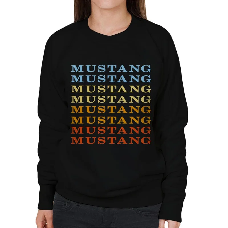 Ford Mustang Colourful Text Women's Sweatshirt Hoodie with Mesh Breathable Sporty