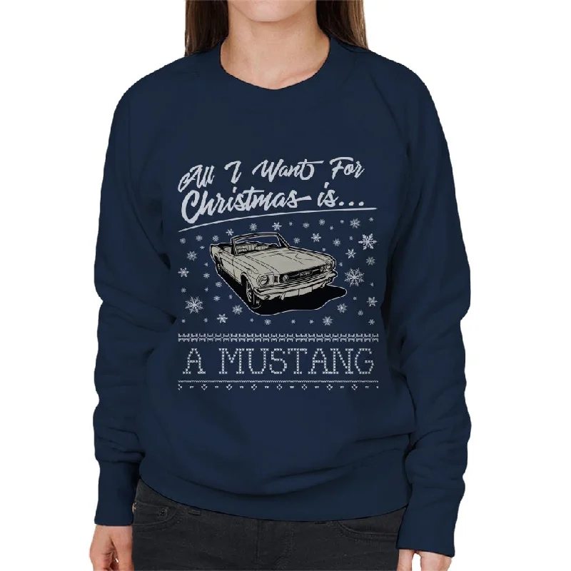 Ford Christmas All I Want For Christmas Is A Mustang Women's Sweatshirt Graphic Hoodie Design Print Ford Christmas All I Want For Christmas Is A Mustang Women's Sweatshirt Graphic Hoodie Design Print