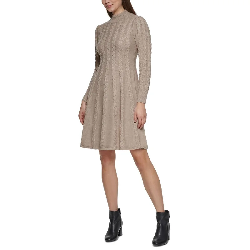 Jessica Howard Womens Petites Cable Knit Mock Neck Sweaterdress Collared Crew Neck Turtle Neck Jessica Howard Womens Petites Cable Knit Mock Neck Sweaterdress Collared Crew Neck Turtle Neck