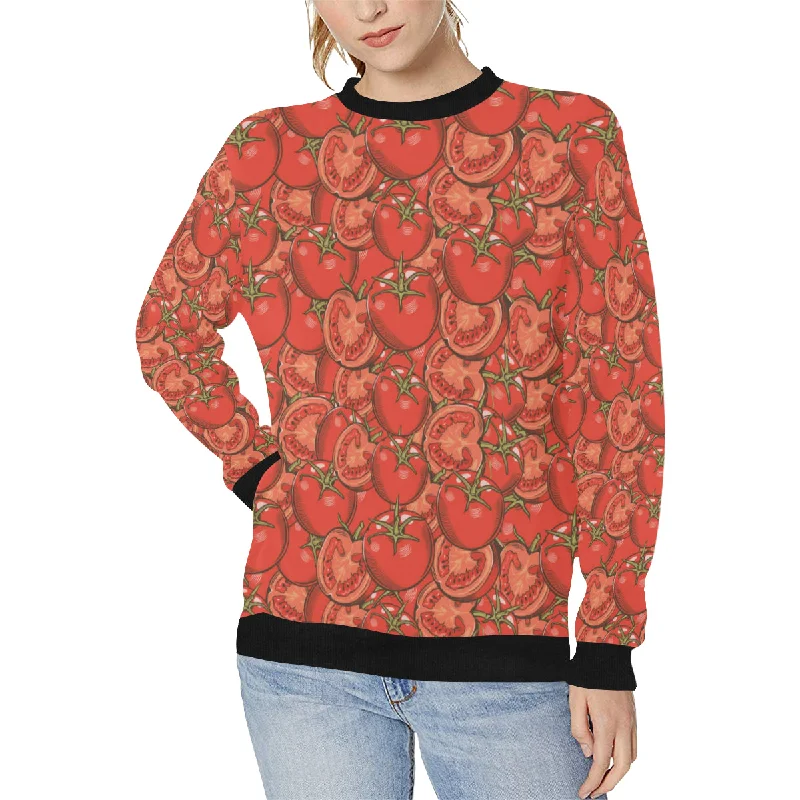 Red Tomato Pattern Women's Crew Neck Sweatshirt Graphic Hoodie Design Print