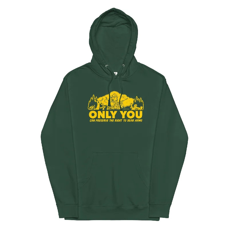 Only You Can Protect the Right to Bear Arm Unisex Midweight Hoodie Hoodie with Hem Embroidery Detailed Premium