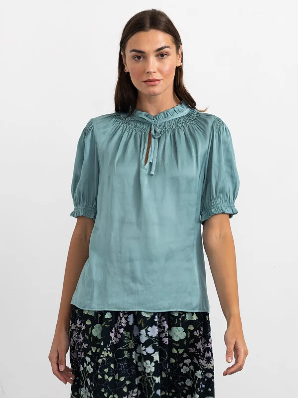 SMOCK NECK BLOUSE Sleeveless Summer Blouse