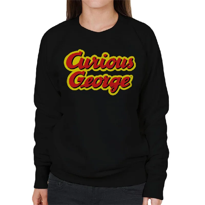 Curious George Big Outlined Logo Font Women's Sweatshirt Hoodie with Illustration Artistic Creative Curious George Big Outlined Logo Font Women's Sweatshirt Hoodie with Illustration Artistic Creative